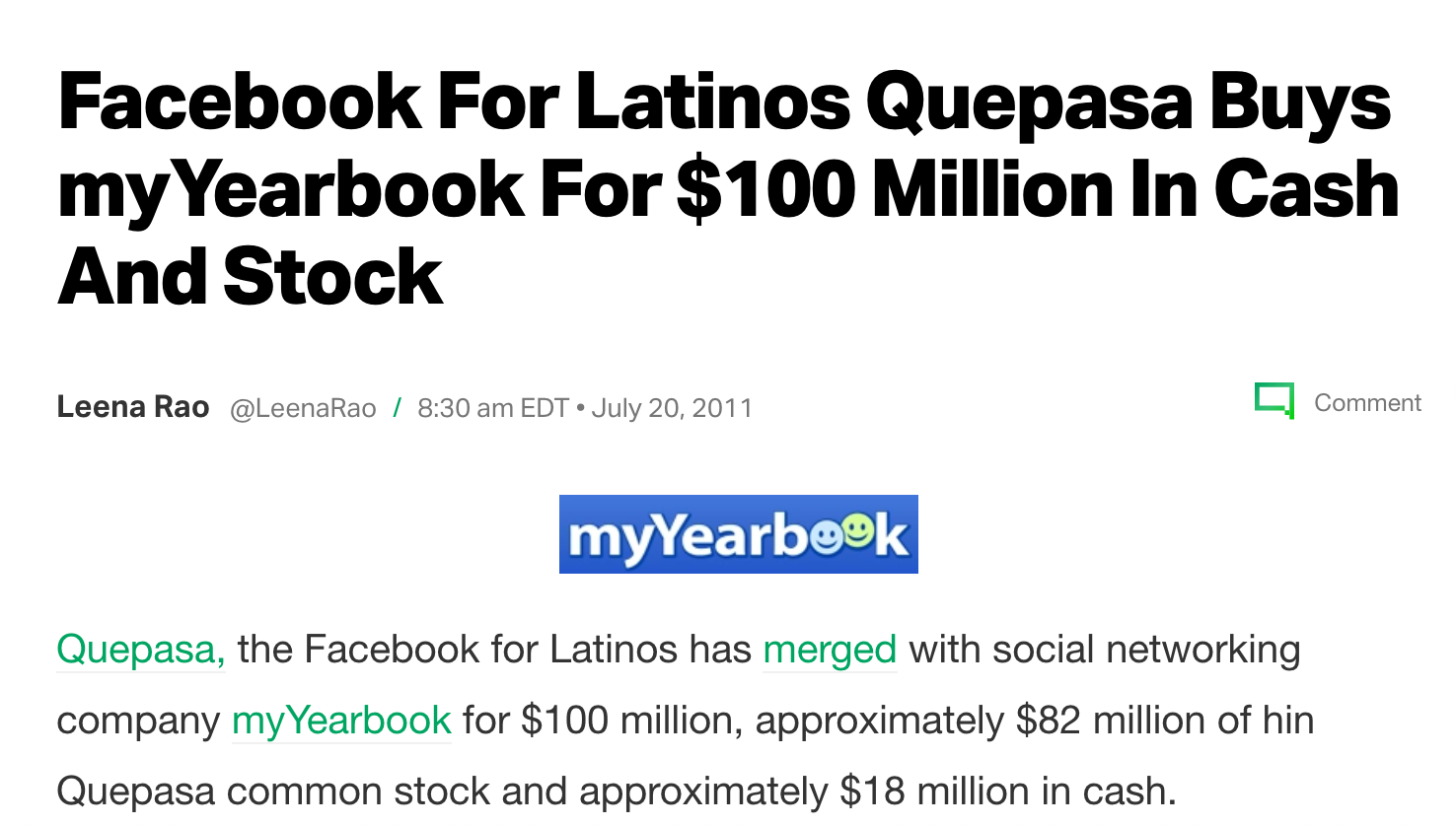 Quepasa Acquires MyYearbook